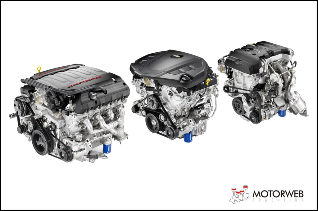 The all-new engine line up for Camaro features (left to right) t